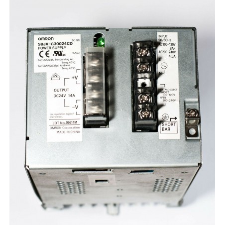 Omron 200-240V AC to 24V 14A DC switch mode din rail power supply S8JX-G30024CD