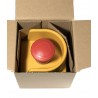Siemens 3SB3 801-0EF3 red mushroom emergency stop button with collar