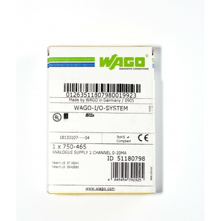 NEW Wago 750-465 2-channel analog input  0 … 20 mA  Single-ended