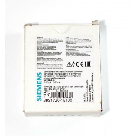 Siemens Loop power isolator 1-channel input 0/4-20mA 3RS1720-1ET00 3RS17201ET00