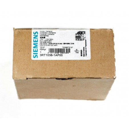 Siemens Sirius Power contactor AC-3 50 A 22 kW 400 V 110 V AC 50Hz 3RT1036-1AF00